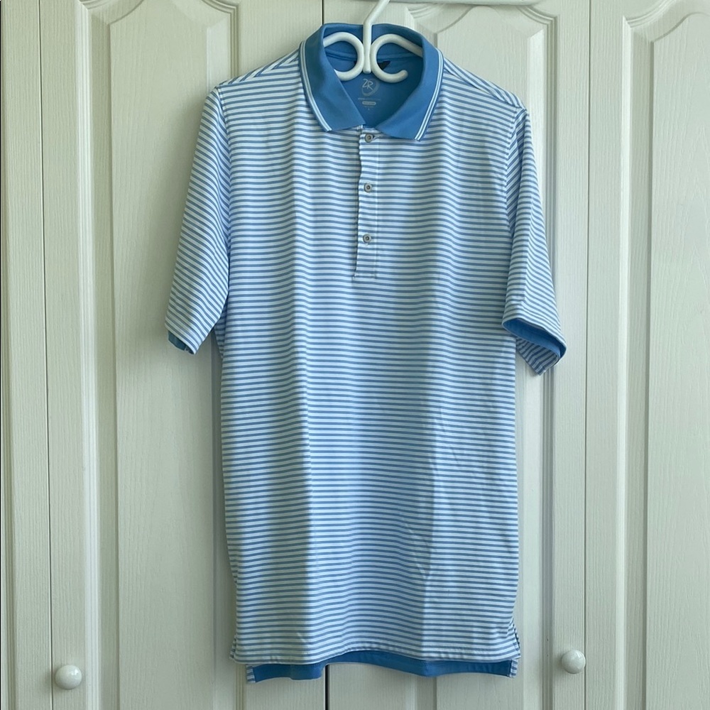 BNWOT Blue and White Striped Polo Shirt for Casual Occasions, size L